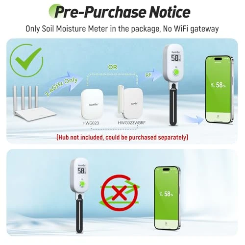 Smart Digital Wireless Plant Moisture Meter — Moisture Detection Tools, RainPoint