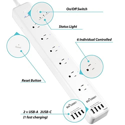 Smart Plug Power Strip with Surge Protection and Fast Charging — Power Solutions & Surge Protection, BN-LINK