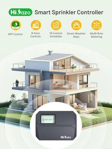 Smart Sprinkler Controller WiFi, 8 Zone Irrigation Controller Indoor with Automatic Weather-Based Watering — Controllers, HiOazo