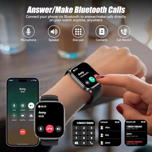 Smart Watch with HD Touchscreen, Bluetooth Calls, Fitness Tracking, and Health Monitoring — Smartwatches, ganopterygon