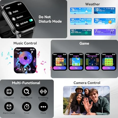 Smart Watch with HD Touchscreen, Bluetooth Calls, Fitness Tracking, and Health Monitoring — Smartwatches, ganopterygon