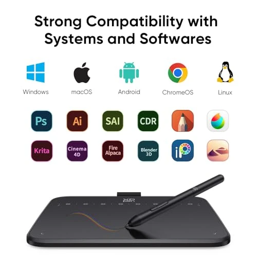 Drawing Tablet with Battery-Free Stylus — Digital Drawing Tools, XP-Pen