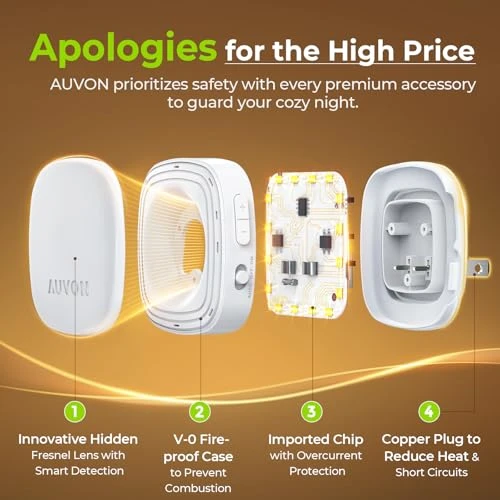 Plug-in LED Backlit Night Light with Motion Sensor & Dusk to Dawn Sensor, Dimmable Warm White Nightlight with Adjustable... — Night Lights, AUVON