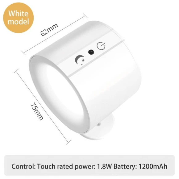 LED Wall Light with Double Head, Touch Control, Remote, 360 Degree Rotation, USB Rechargeable, Wireless, Portable Night... — Wall Fixtures, Sole Street