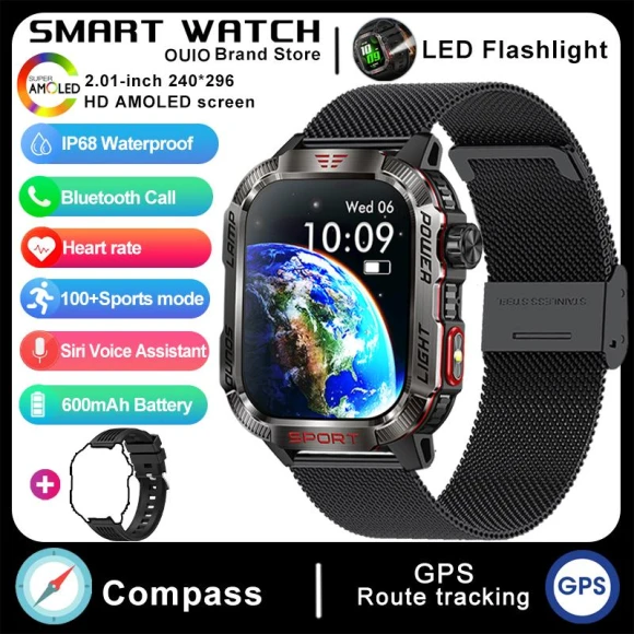 Military GPS Smartwatch with Flashlight and Compass — Smartwatches, Zodvboz