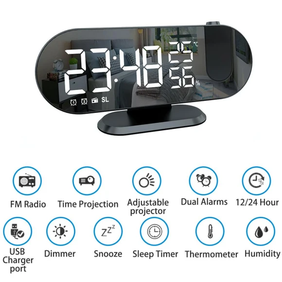 Double Loud Smart Alarm Clock with Projection — Alarm, We Satisfied