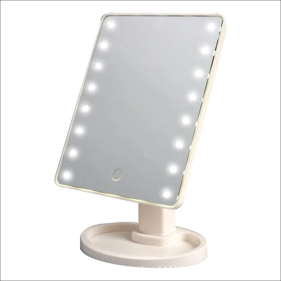 LED Makeup Mirror with 360° Rotation, Touch Control, 16/22 Lights, and Desktop Organizer — Makeup, GlowEssence