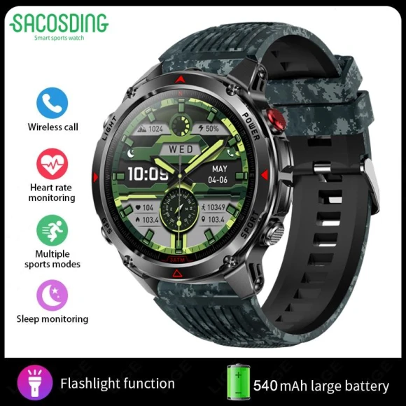 Military Outdoor Sports GPS Smart Watch with LED Flashlight — Smartwatches, SACOSDING