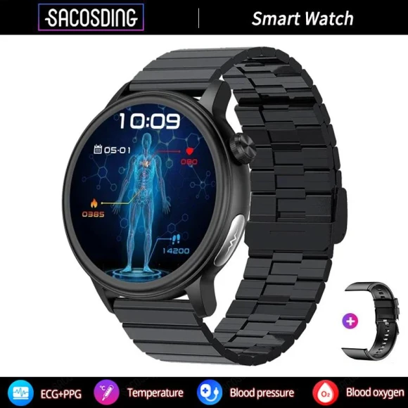 Smart Watch with ECG, Blood Pressure, and Body Temperature Monitoring — Smartwatches, SACOSDING