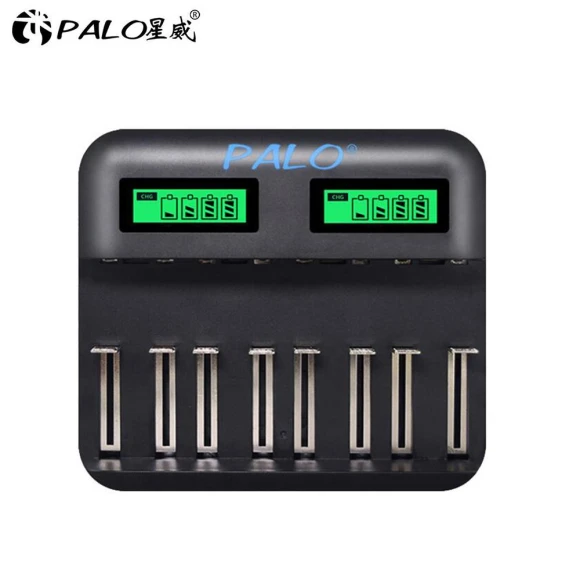 8-Slot LCD Display USB Smart Battery Charger — Chargers, PALO