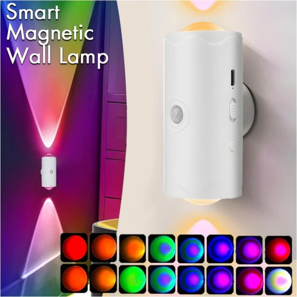 Magnetic Rechargeable LED Night Light RGB Sunset Lamp with Motion Sensor — Night Lights, COOKING-MALL