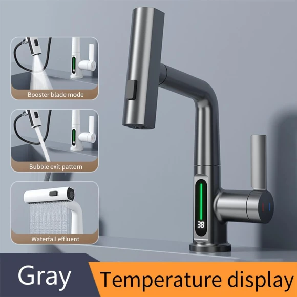 Digital Display Waterfall Faucet — Sink Faucets & Parts, Harmonious Living Home