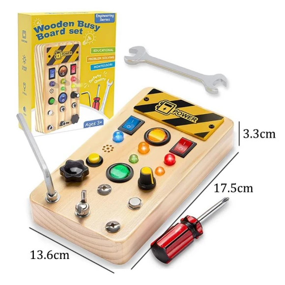 Montessori Busy Board Sensory Toy with LED Light Switch Panel — Melody Makers, Kidsly