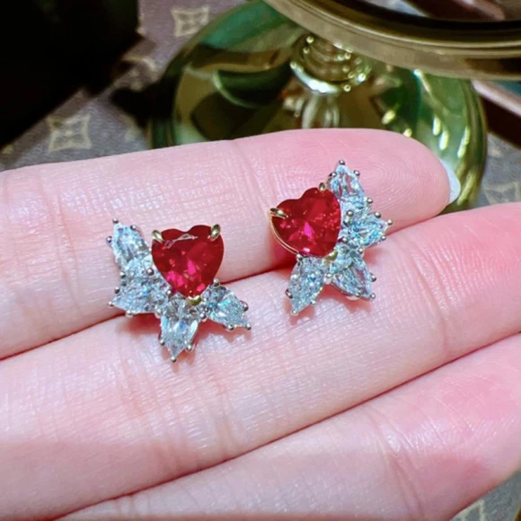 Expanded Touch Network Heart-Shaped Open Ring Necklace Earrings Set — Jewelry Sets, BELLA BOX