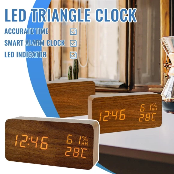 Smart LED Wooden Alarm Clock — Clocks, Factory Discount Outlet