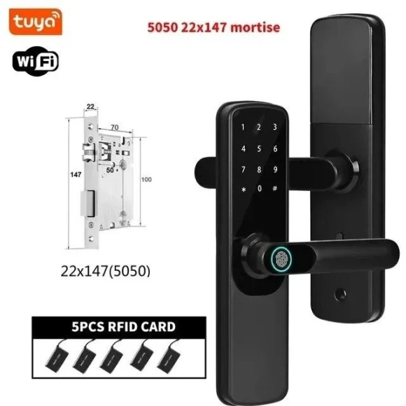 Smart Door Lock with Fingerprint, Smart Card, Password, Key Unlock, and USB Emergency Charging — Smart Home Security, HIMO Group