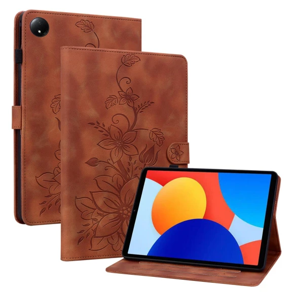 Lily Flower Imprint Card Slots Leather Tablet Cover — Keyboard Cases, Smartwatch 2025