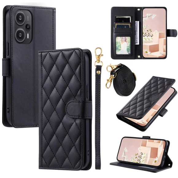 Magnetic Case Rhombus Grid Leather Cover with Wrist Strap — Phone Accessories, Smartwatch 2025