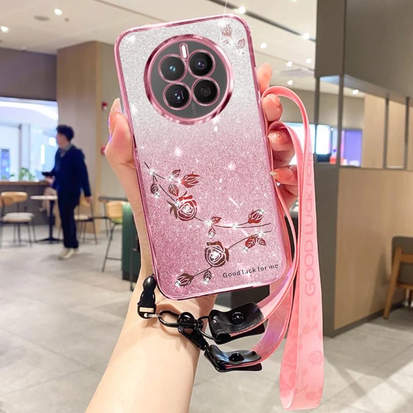 Aesthetic Glitter TPU Phone Cover with Lanyard — Phone Accessories, Smartwatch 2025