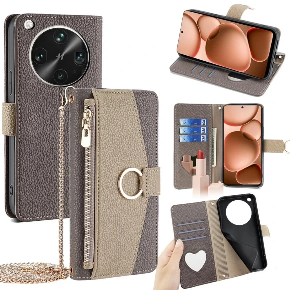 Mirror Wallet Leather Phone Cover with Chain Shoulder Strap — Smartwatch Protectors, Smartwatch 2025