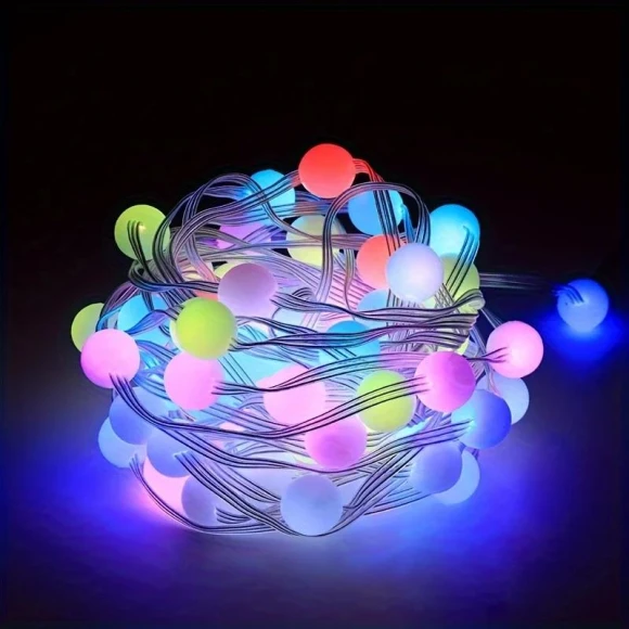 RGBIC Round Ball LED Garland — Outdoor String Lights, SaiMili Light