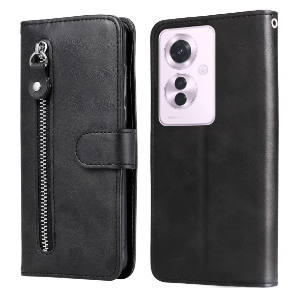 Zipper Pocket Calf Texture Leather Wallet Phone Cover — Basic Cases, Smartwatch 2025