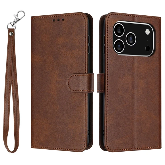 Flip Stand Calf Texture PU Leather Wallet Phone Cover with Strap — Flip Cases, Smartwatch 2025