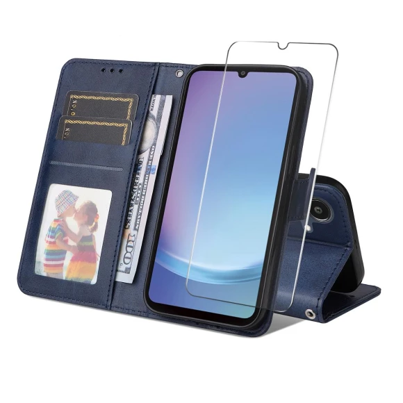 PU Leather Wallet Case with Phone Stand and Tempered Glass — Smartwatch Protectors, Smartwatch 2025