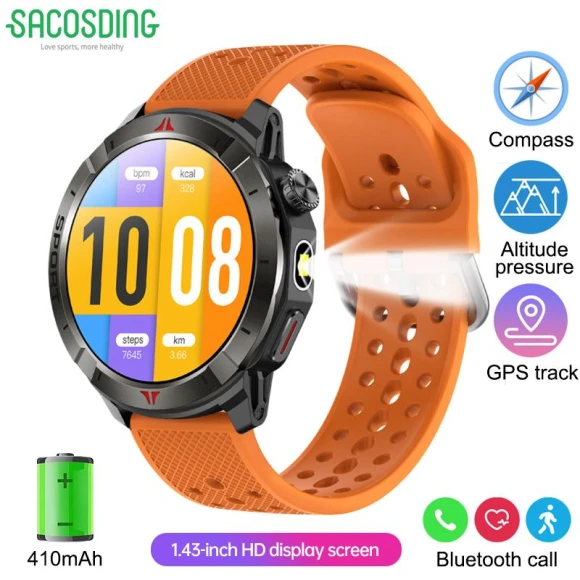 Smart Watch with Bluetooth Calling, LED Flashlight, Multi-Sport Modes, Fitness Tracker, Waterproof — Smartwatches, SACOSDING