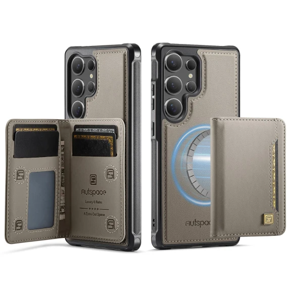 Vintage Leather Back Cover with Magnetic Detachable Card Bag — Flip Cases, Smartwatch 2025