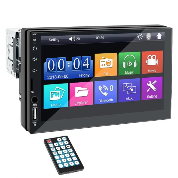 Car Radio with MP5 Player, 7-Inch Touchscreen, Bluetooth, USB, Mirror Link — Stereo Receivers, Hippcron