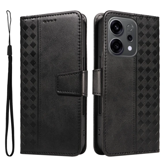 Leather Wallet Stand Case with Grid Embossing — Phone Accessories, Smartwatch 2025