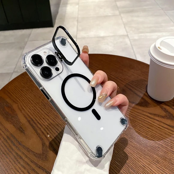Magnetic Clear Case Shockproof Hybrid Phone Shell with Camera Lens Frame Kickstand — Phone Accessories, Smartwatch 2025