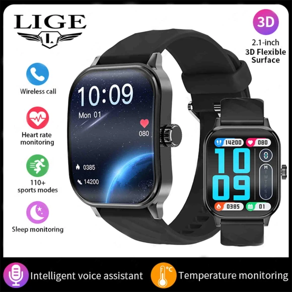 Smart Watch with 2.1" 3D Curved Screen — Smartwatches, LIGE