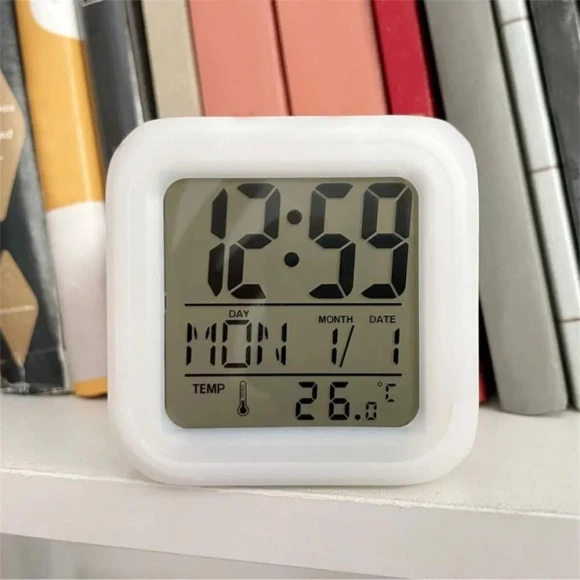 Colorful LED Digital Display Alarm Clock and Night Light — Alarms & Clocks, COOKING-MALL