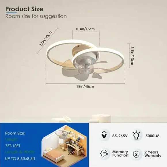 Modern Smart Ceiling Fan with Light — Bases, AE Selection