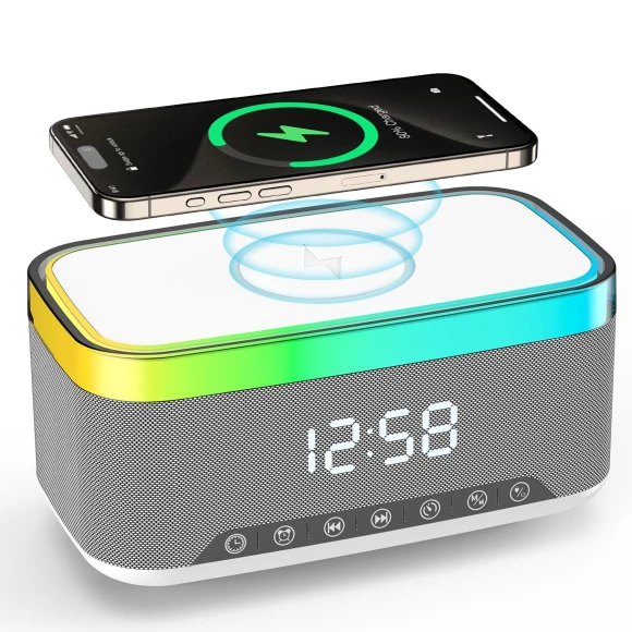 Smart Bluetooth Speaker with Night Light and Wireless Charger — Portable Audio, Sweet Story