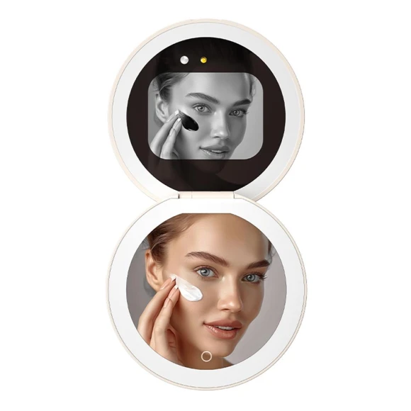 Smart Sunscreen UV Test Mirror with LED Makeup Light — Compact & Travel, KITCHEN-MALL