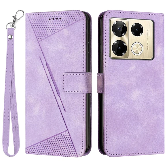 Triangle Imprinted PU Leather Wallet Stand Phone Case with Strap — Phone Accessories, Smartwatch 2025