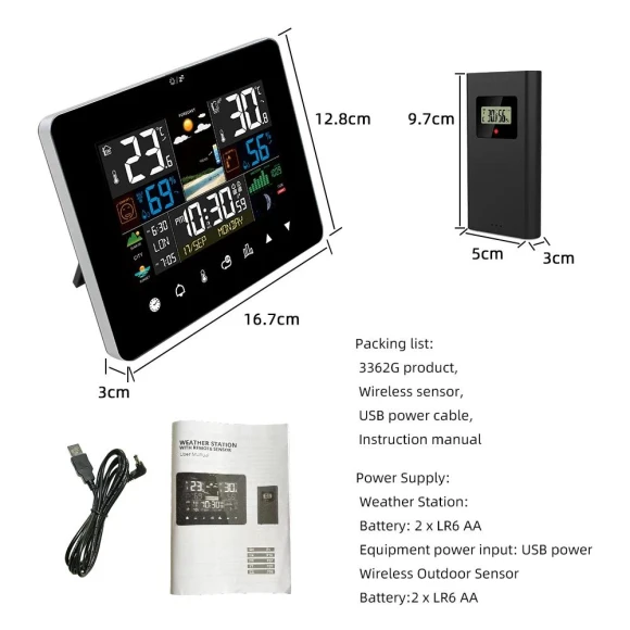 Weather Station with Wireless Sensor and Alarm Clock — Barometers, COOKING-MALL