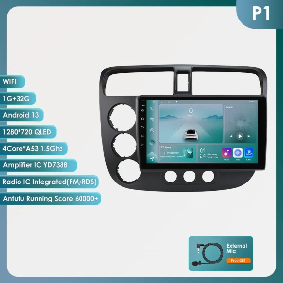 Intelligent Car Radio for Honda Civic 2000-2006 — In-Dash, OSSURET