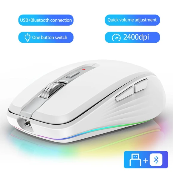 Rechargeable Wireless Mouse with Dual Mode and RGB Lighting — Gaming Mice, Home Of Auto Parts