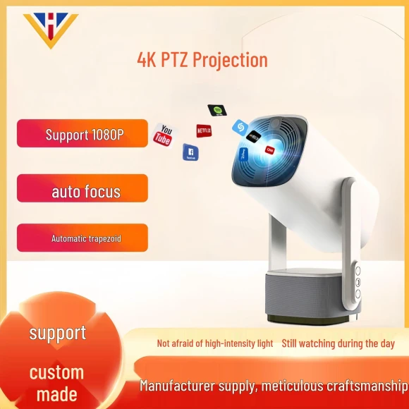 Smart 4K Gimbal Projector with Battery and Android Screen Mirroring — Home Theater Projectors, K2