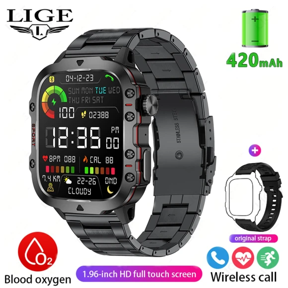 Smartwatch with HD Square Display, Heart Rate Monitoring, and Waterproof Design — Smartwatches, LIGE