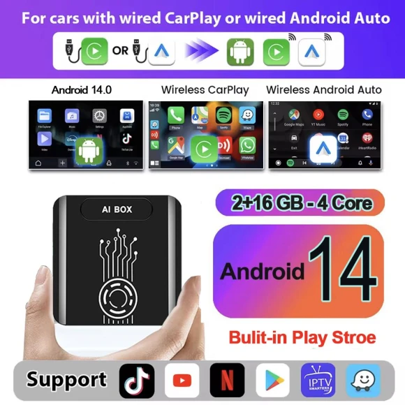 Wireless CarPlay Android Auto Adapter — Foam, COOKING-MALL