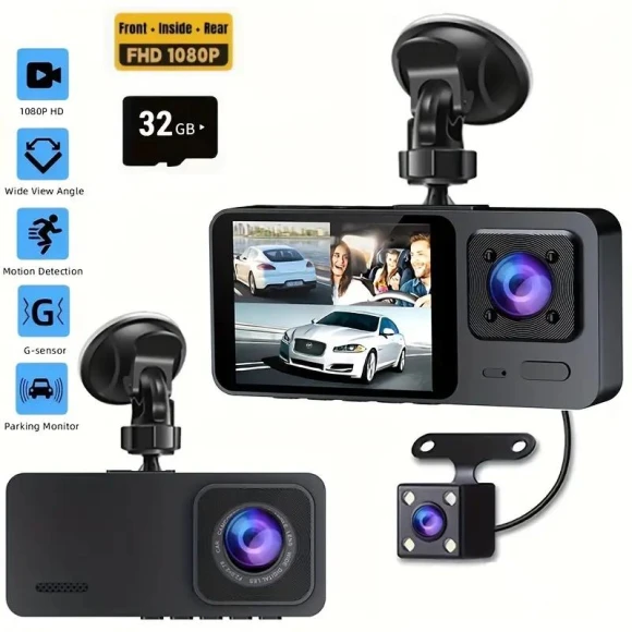 3-Channel Car DVR with Front and Rear Cameras — Rearview Cameras for Cars, LIAESMART