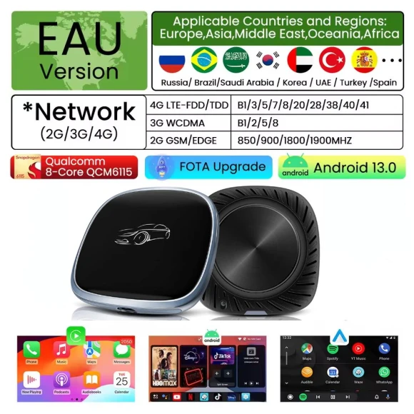 Wireless CarPlay Android Auto AI Adapter — Media Players, Auto Accessories Home