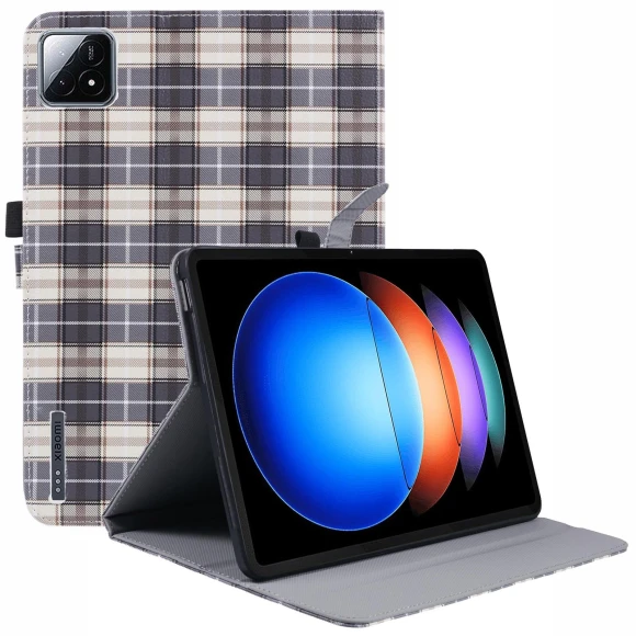 Grid Pattern Stand PU Leather Tablet Cover — Keyboard Cases, Smartwatch 2025