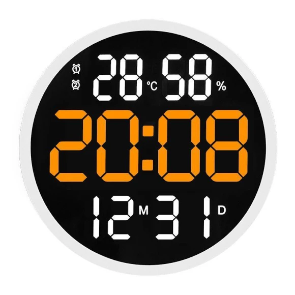 LED Wall Clock with Temperature and Humidity Display — Desk & Shelf, Window glass film