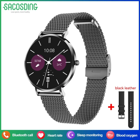 Ultra-Thin Fashionable Women's Smartwatch with AMOLED Display and Health Monitor — Wearable Accessories, SACOSDING